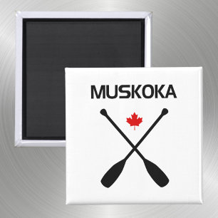 Muskoka Canada Crossed Paddle Oars Maple Leaf Magneet