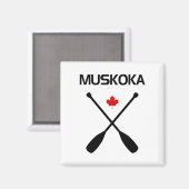 Muskoka Canada Crossed Paddle Oars Maple Leaf Magneet (Voorkant / Achterkant)