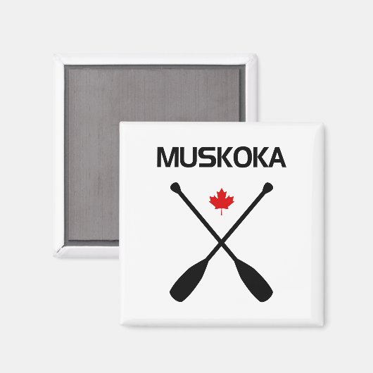 Muskoka Canada Crossed Paddle Oars Maple Leaf Magneet (Voorkant / Achterkant)