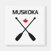 Muskoka Canada Crossed Paddle Oars Maple Leaf Magneet (Voorkant)