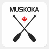 Muskoka Canada Crossed Paddle Oars Maple Leaf Vierkante Sticker (Voorkant)