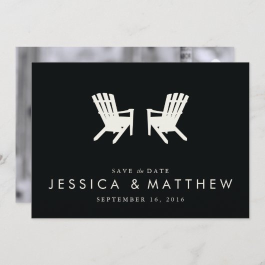 Muskoka Chairs Save the Date // Black (Voorkant / Achterkant)