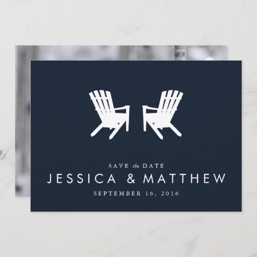 Muskoka Chairs Save the Date // Navy (Voorkant / Achterkant)