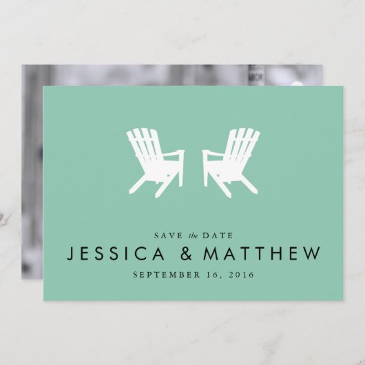 Muskoka Chairs Save the Date // Turquoise (Voorkant / Achterkant)