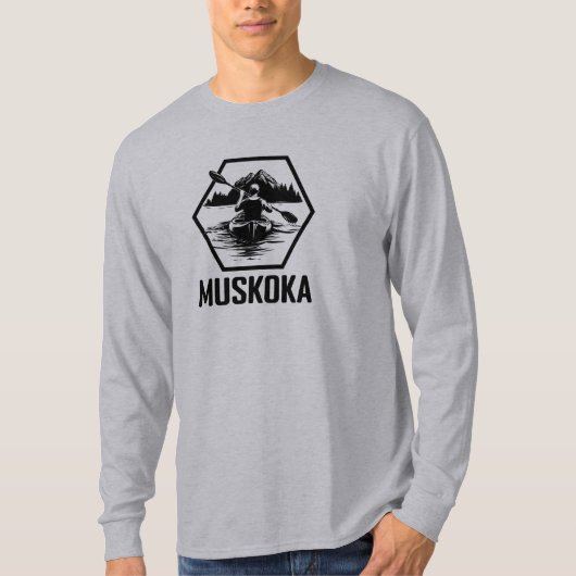 Muskoka Ontario Kayaker - Basic T-shirt met lange (Voorkant)