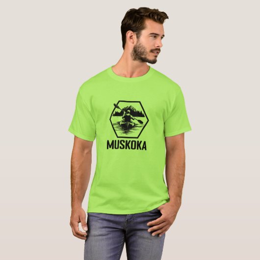 Muskoka Ontario Kayaker - Mannen basic T-shirt (Voorkant volledig)