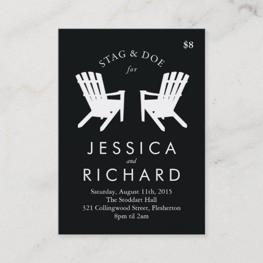 Muskoka Stoel Stag and Doe Ticket // Zwart-wit (Voorkant)