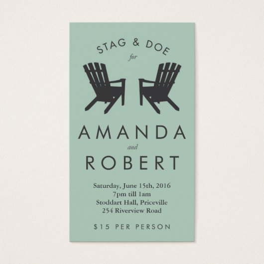 Muskoka Stoel Stag en Doe Ticket, Aqua Visitekaartje (Voorkant)