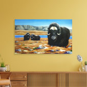 Muskox Schilderij Canadese Wildlife Canvas Print (Insitu (Woonkamer))