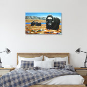 Muskox Schilderij Canadese Wildlife Canvas Print (Insitu (Slaapkamer))