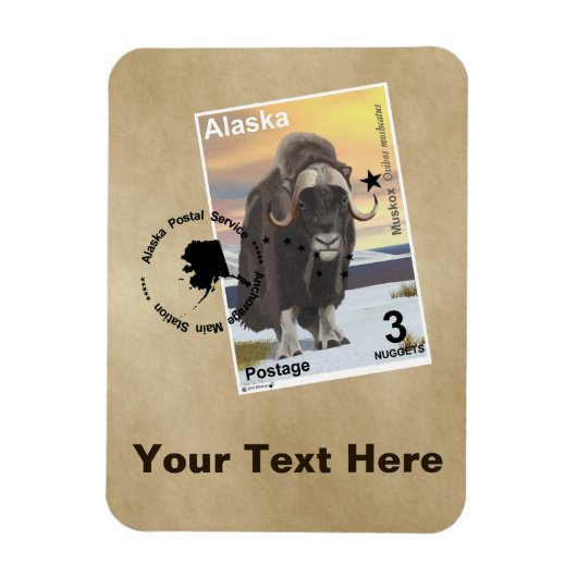 Muskox Stamp Souvenir Magneet (Verticaal)