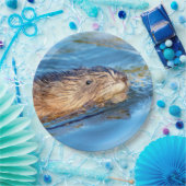 Muskrat op Vassar Boerderijen Ecological Preserve Papieren Bordje (Feest)