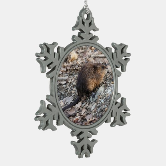Muskrat Tin Sneeuwvlok Ornament (Links)