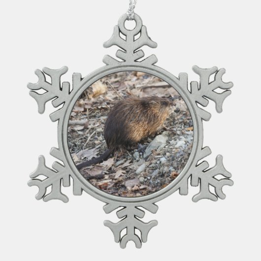 Muskrat Tin Sneeuwvlok Ornament (Voorkant)