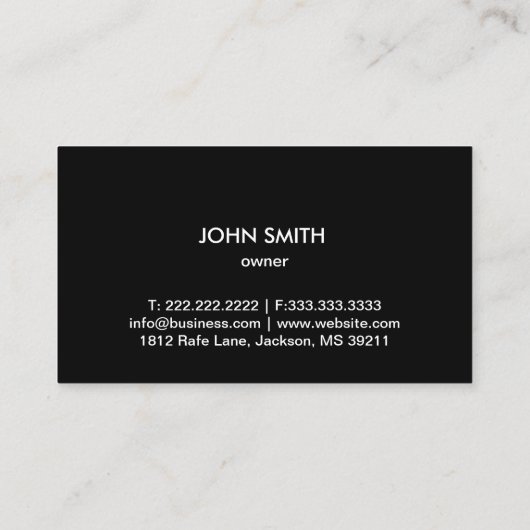 Muskusauto Professional Black Automobiel Visitekaartje (Achterkant)