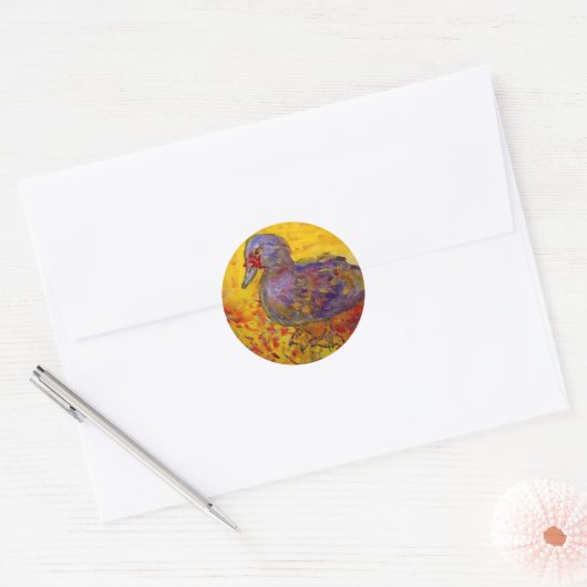 muskuseend ronde sticker (Envelop)