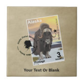 Muskusos - Alaska Postzegel Tegeltje (Voorkant)