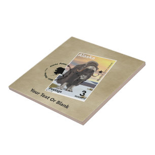 Muskusos - Alaska Postzegel Tegeltje