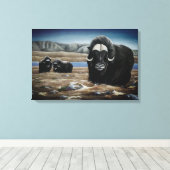 Muskusos Schildering Canadese Wilde Dieren Canvas  Afdruk (Insitu (Houten vloer))