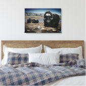 Muskusos Schildering Canadese Wilde Dieren Canvas  Afdruk (Insitu (Slaapkamer))