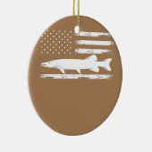 Musky American Flag op 4 juli Vist liefhebbers Keramisch Ornament (Rechts)