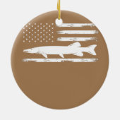 Musky American Flag op 4 juli Vist liefhebbers Keramisch Ornament (Achterkant)