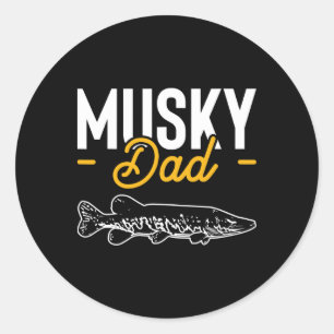 Musky Dad Vaderdag Musky Muskellunge Pike Fish Ronde Sticker