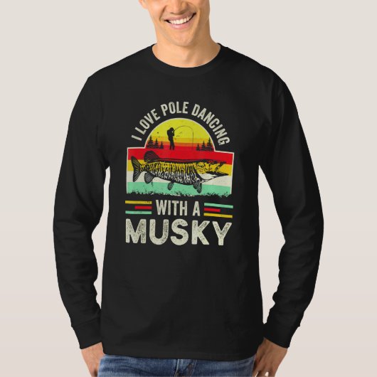 Musky Fish Gag Muskie Vist Retro Fisherman T-shirt (Voorkant)