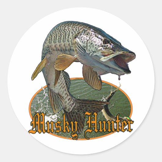 Musky Hunter 9 Ronde Sticker (Voorkant)