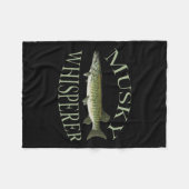 Musky Muskellunge Fish Illustration Art Gevist Fleece Deken (Voorkant (Horizontaal))