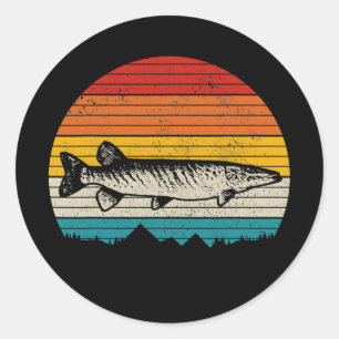 Musky  Pike Musky Vist Mannen Ronde Sticker