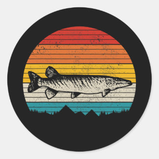Musky  Pike Musky Vist Mannen Ronde Sticker