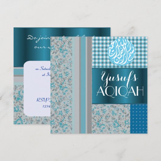 Muslim Baby boy blue aqiqah Islamic Kaart (Voorkant / Achterkant)