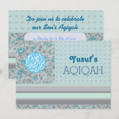 Muslim Baby boy blue aqiqah Islamic Kaart (Voorkant / Achterkant)