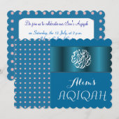 Muslim baby boy Blue Aqiqah Islamic Kaart (Voorkant / Achterkant)