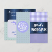 Muslim Baby boy blue aqiqah Islamic Kaart (Voorkant / Achterkant)