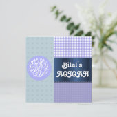 Muslim Baby boy blue aqiqah Islamic Kaart (Staand voorkant)