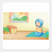 Muslim Girl Praying Vierkante Sticker (Voorkant)