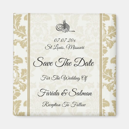 Muslim Gold Save the Date Magnet-uitnodiging Magneet (Voorkant)