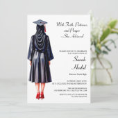 Muslim Hijabi Afstuderen Invitation Kaart (Staand voorkant)