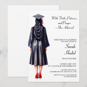 Muslim Hijabi Afstuderen Invitation Kaart (Voorkant / Achterkant)