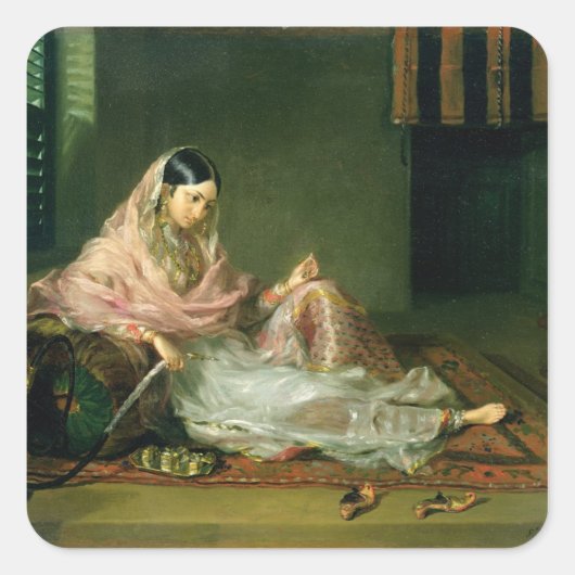 Muslim Lady Reclining, 1789 (olie op doek) Vierkante Sticker (Voorkant)