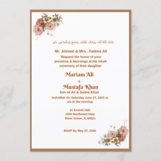 Muslim Nikah Invitation Kaart