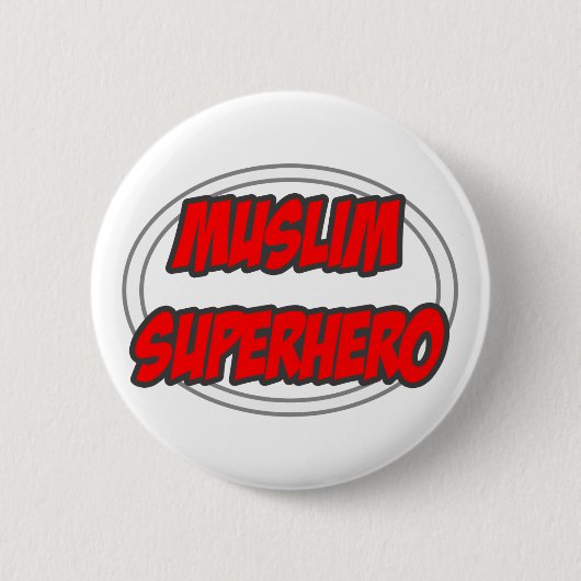 Muslim Superheld Ronde Button 5,7 Cm (Voorkant)