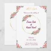 Muslim wedding invitation Floral Nikkah invitation Kaart (Voorkant / Achterkant)