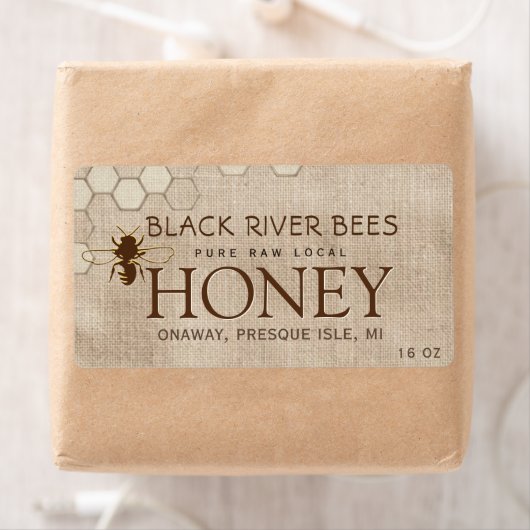 Muslin Honey Verzendlabel Honeycomb & Bee (Insitu)
