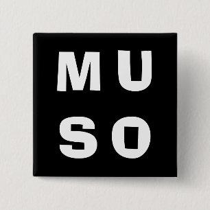 Muso Muzikant Huidige Minimalistische Zwart Wit Vierkante Button 5,1 Cm