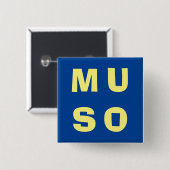 Muso Muzikant Moderne Muziek Thema Blauw Geel Vierkante Button 5,1 Cm (Voorkant /achterkant)