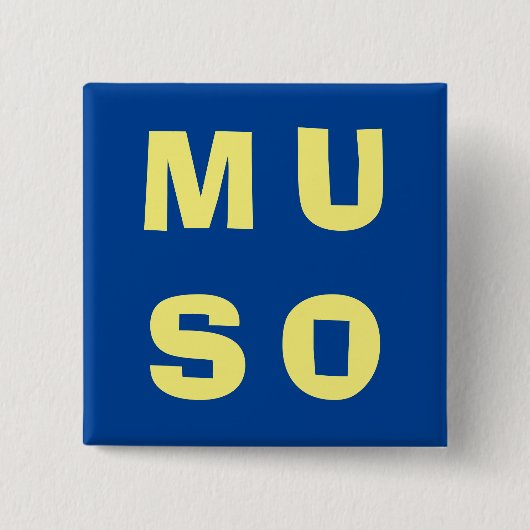 Muso Muzikant Moderne Muziek Thema Blauw Geel Vierkante Button 5,1 Cm (Voorkant)