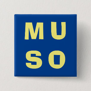 Muso Muzikant Moderne Muziek Thema Blauw Geel Vierkante Button 5,1 Cm